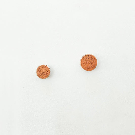 Round Walnut Wood & Ceramic Wall Mounted Coat Hook / Knob - Terracotta Orange Specks-1