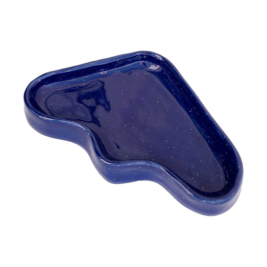 Ceramic Wave Trays - Speckled Blue - Triangle-0