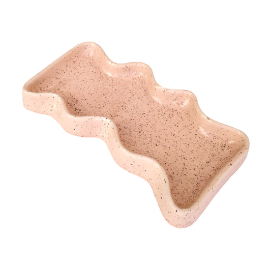 Ceramic Wave Trays - Speckled Peach - Rectangle-0