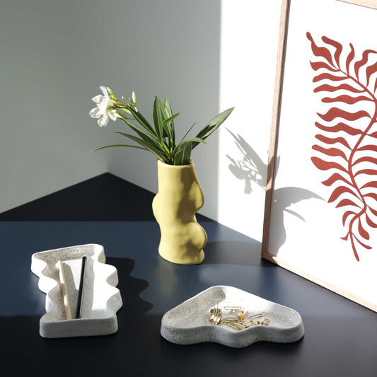 Ceramic Wave Trays - Speckled White - Rectangle-1