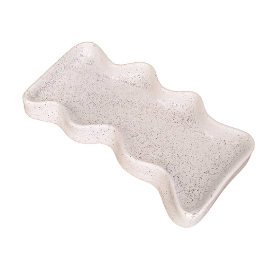 Ceramic Wave Trays - Speckled White - Rectangle-0