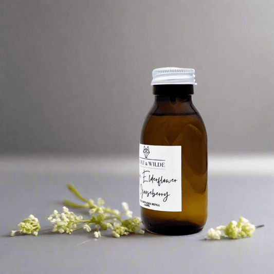 Wilde Elderflower & Gooseberry 100ML Luxury Reed Diffuser Refill In Amber Glass Bottle-1