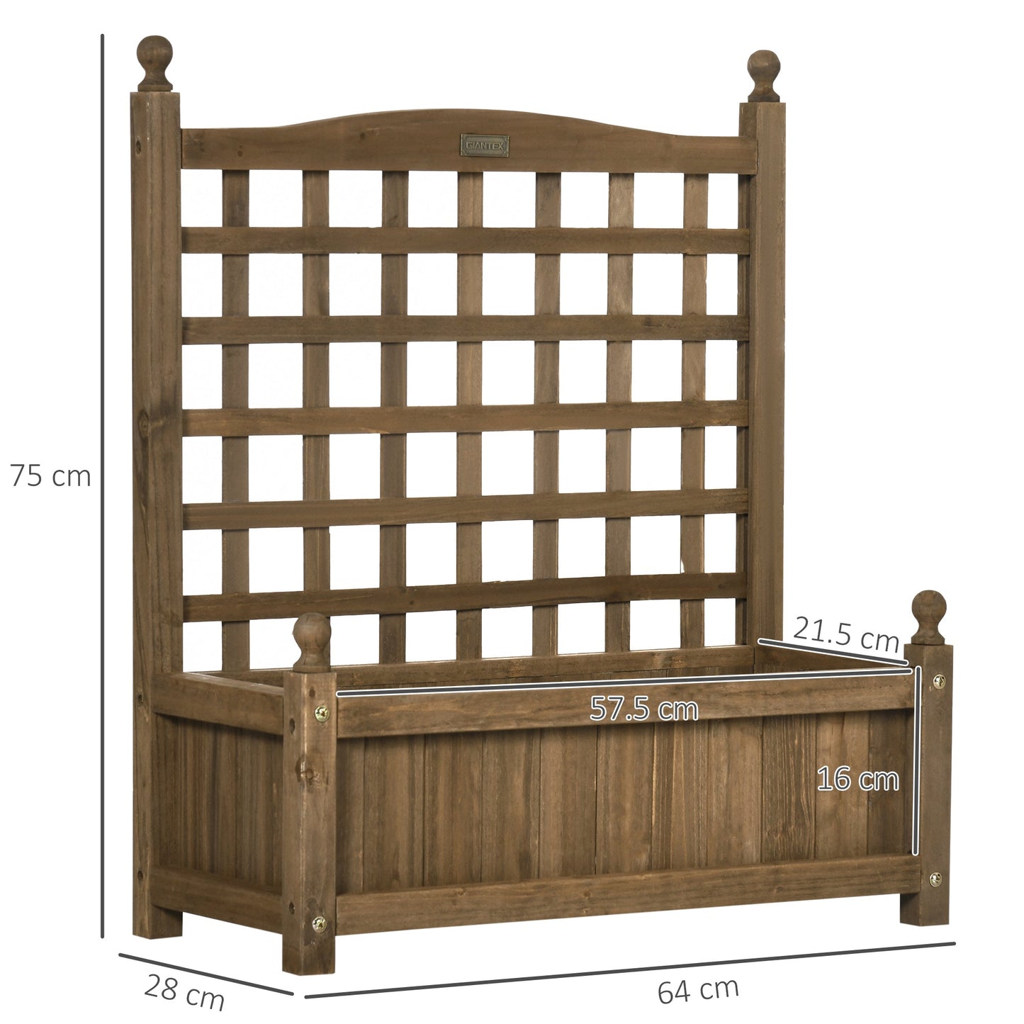 Garden Planters with Trellis for Climbing Vines, Wood Raised Beds for Garden, Flower Pot, Indoor Outdoor, Brown-2