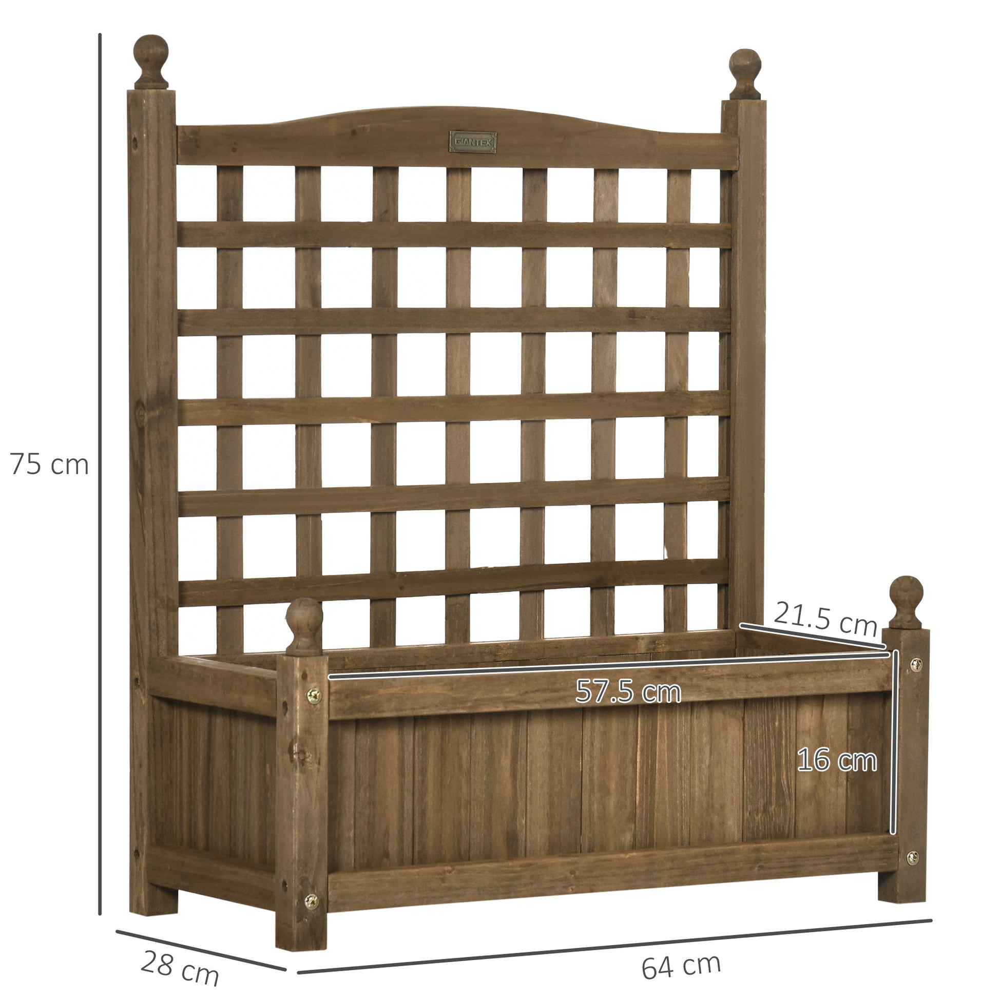 Garden Planters with Trellis for Climbing Vines, Wood Raised Beds for Garden, Flower Pot, Indoor Outdoor, Brown-2